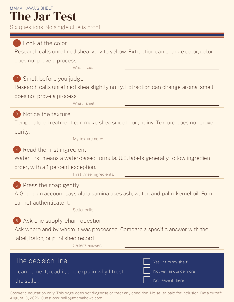 Preview of the one-page Jar Test printable